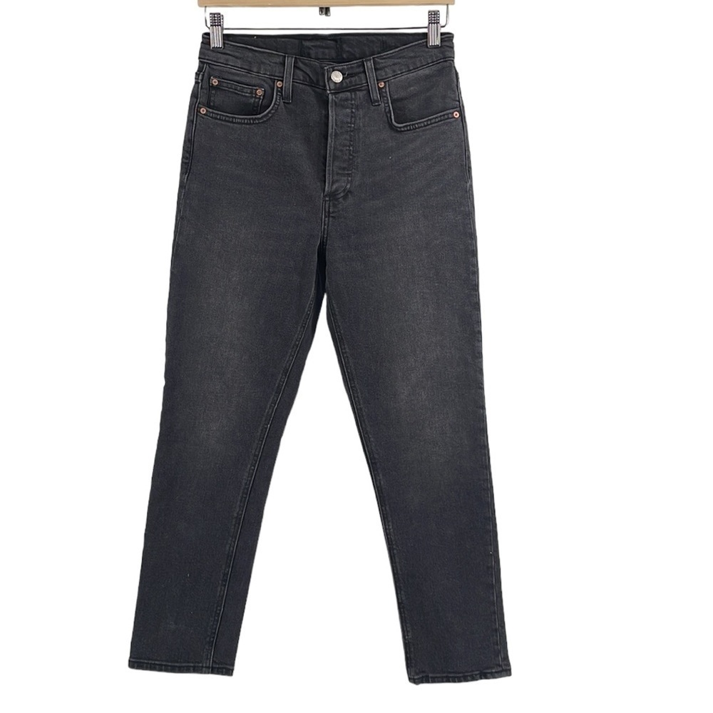 Aritzia denim forum jeans slim high rise button fly light black sz 28